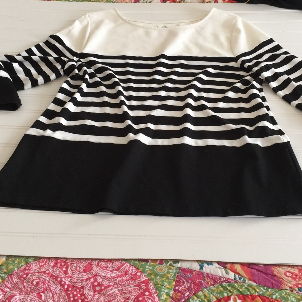 Chico's Tunic Top Striped Black and White